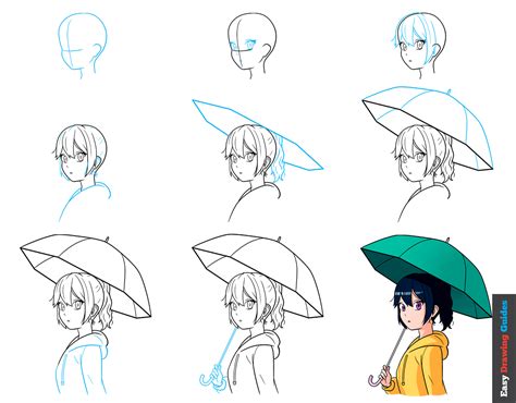 How to Draw an Anime Girl in the Rain - Easy Step by Step Tutorial