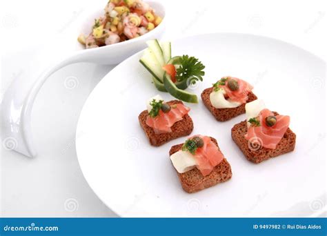 Smoked salmon crackers stock photo. Image of chef, finger - 9497982