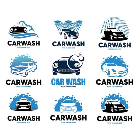 Premium Vector | Car wash logo design template set