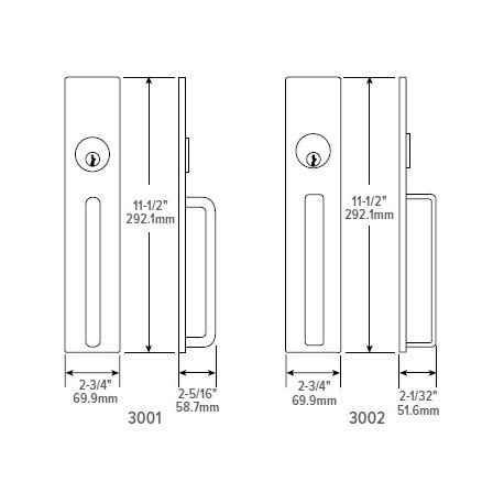 Adams Rite 3000 Fixed Pull For Hollow Metal Or Wood Door, Satin Stainless