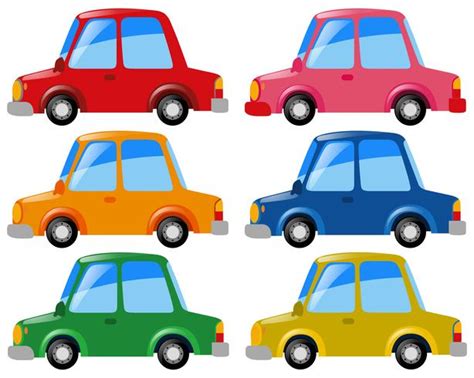 Cars in six different colors 369032 Vector Art at Vecteezy