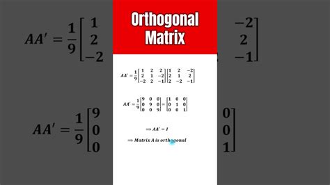 Orthogonal Matrix Definition Example Properties Class 12 Maths - YouTube