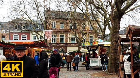 Exploring a Christmas Market in the Medieval Center of a German Town ...