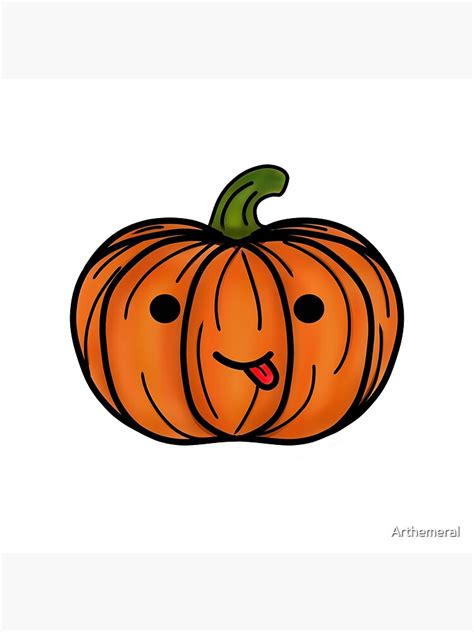 "Cute Halloween Pumpkin Drawing 1- White Background" Metal Print for ...