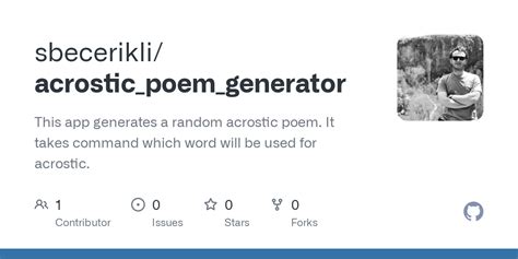 GitHub - sbecerikli/acrostic_poem_generator: This app generates a ...