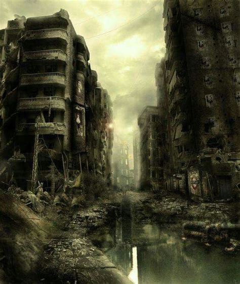 Post Apocalyptic Cityscape with Abandoned Buildings