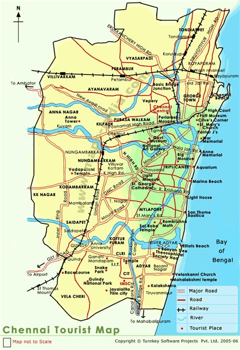 Chennai Map Tourist Attractions - ToursMaps.com