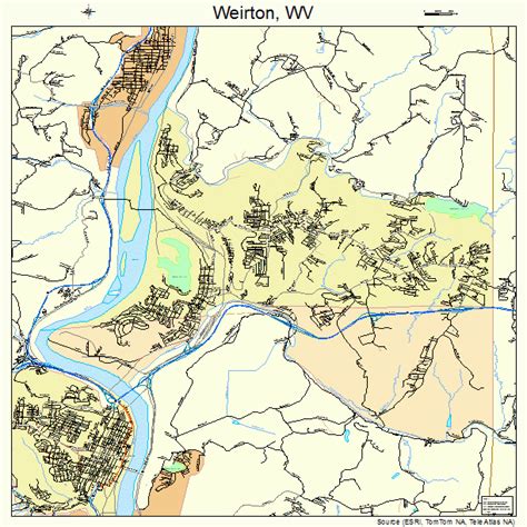 Weirton West Virginia STREET & ROAD MAP WV atlas poster | eBay