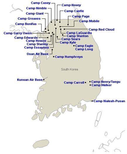 Us Bases In Korea Map - Map