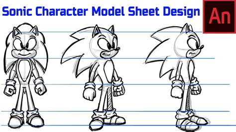 2D Sonic Character Model Sheet Design | Adobe Animate CC Tutorial - YouTube