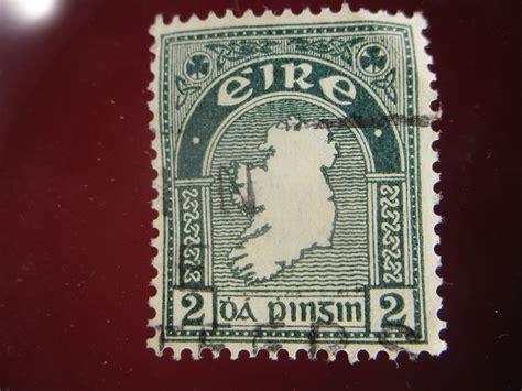 Eire 2 Pinsin Stamp. Rare Antique Ireland. Green Good - Etsy