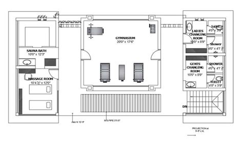 48’x25’ Gym Plan Autocad Drawing for Single Story Gym Building