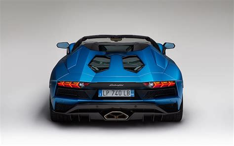 Lamborghini Aventador S, Roadster, 2018, rear view, blue Aventador ...