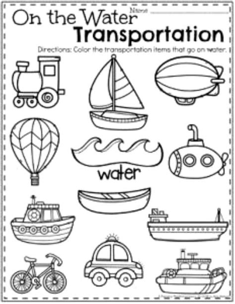 Preschool Transportation Worksheets - One the Water #preschool ...