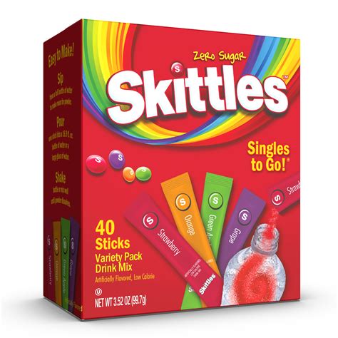 (40 Packets) Skittles Variety Pack Sugar Free, On-The-Go, Caffeine Free ...