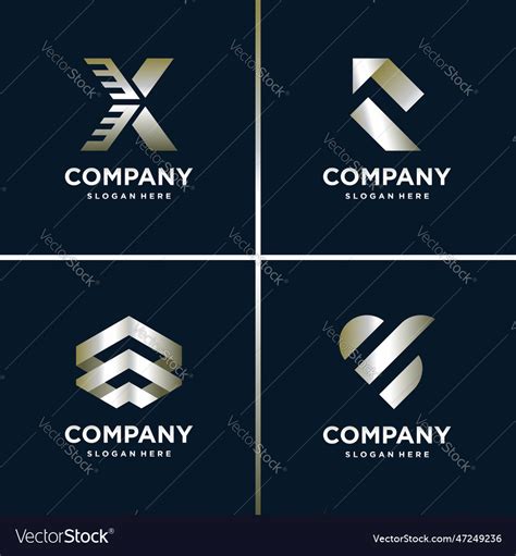 Silver logo collection letter construction Vector Image