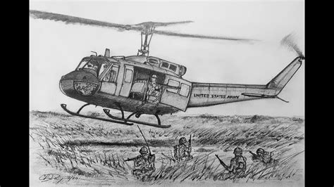 How to Draw a UH-1 Huey Helicopter - YouTube