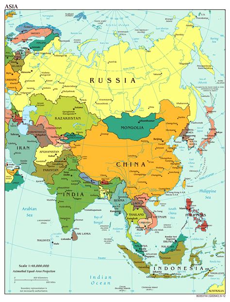 Large scale political map of Asia with major cities and capitals - 2012 ...