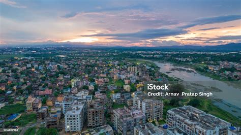 Aerial View Of Indian City During Twilight Stock Photo - Download Image ...