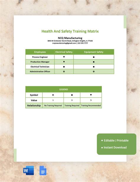 Health And Safety Training Matrix Template in Word, Google Docs ...