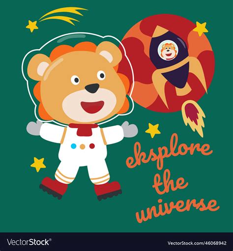 Space lion or astronaut in a suit Royalty Free Vector Image