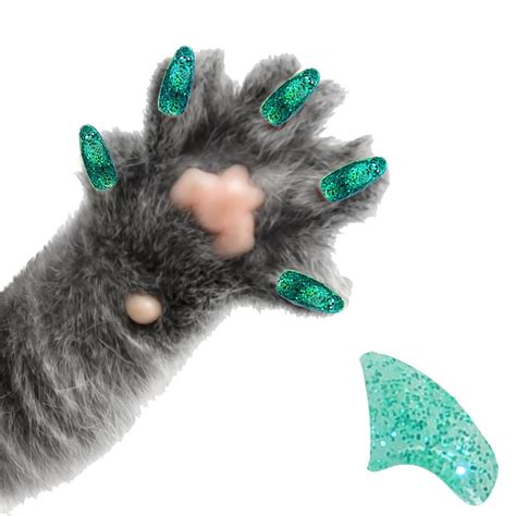 PRETTY CLAWS 40 Piece Soft Nail Caps For Cat Paws - EMERALD GREEN ...