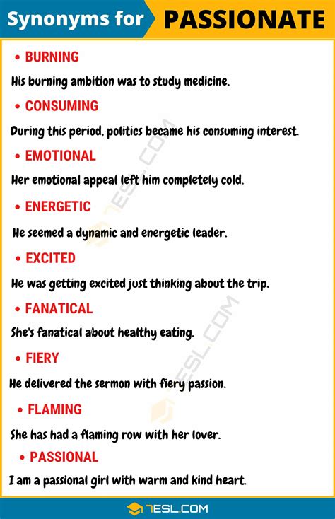 150+ Synonyms for "Passionate" with Examples | Another Word for ...