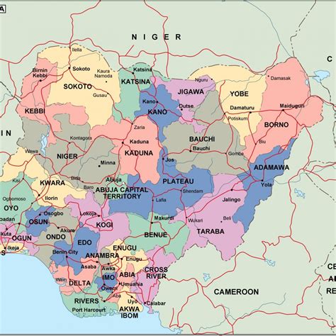 nigeria political map. Vector Eps maps. Eps Illustrator Map | Vector ...