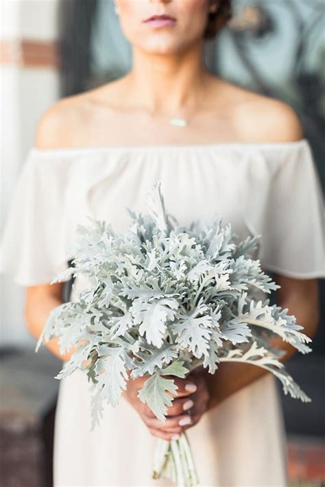 Dusty Miller Bouquet | White winter wedding, Malibu wedding, Winter wedding