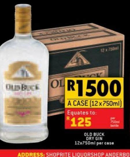 Old buck dry gin 12 offer at Shoprite Liquor