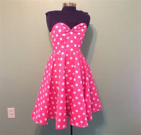 Womens Pink and White Polka Dot Dress Vintage by offbeatvintage