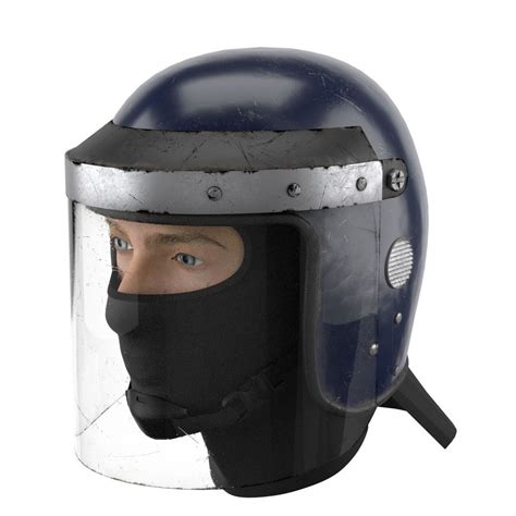 Used Police Riot Helmet with Glass Visor 3D model | CGTrader