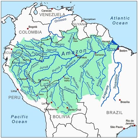 Amazon Basin : Rivers Flowing Into the Amazon River : r/MapPorn