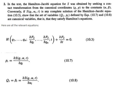 Solved 2. In the text, the Hamilton-Jacobi equation for S | Chegg.com