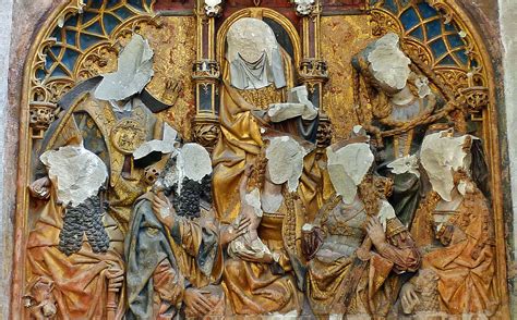 Damaged relief in Utrecht Cathedral, desecrated in 1566 during the ...