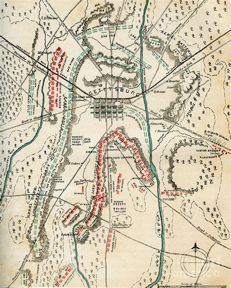 Map Of The Battle Of Gettysburg Drawing by Print Collector - Pixels