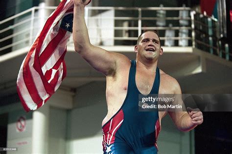 USA Rulon Gardner victorious vs Russia Alexander Karelin during Men's ...