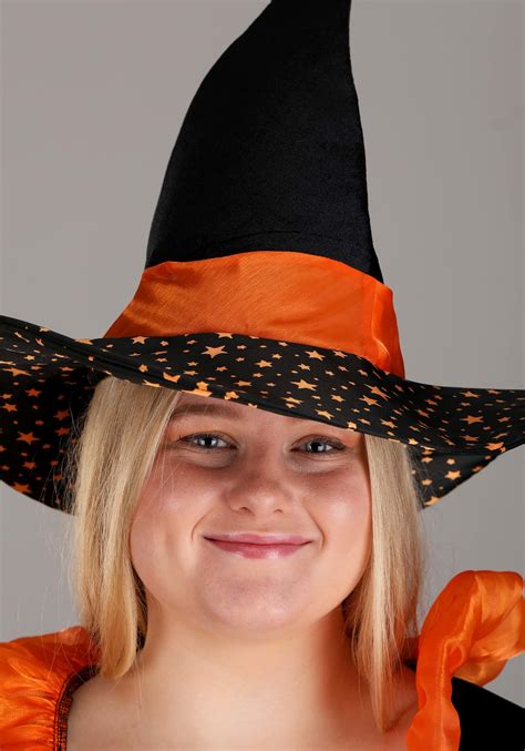 Plus Size Sparkling Orange Witch Women's Costume