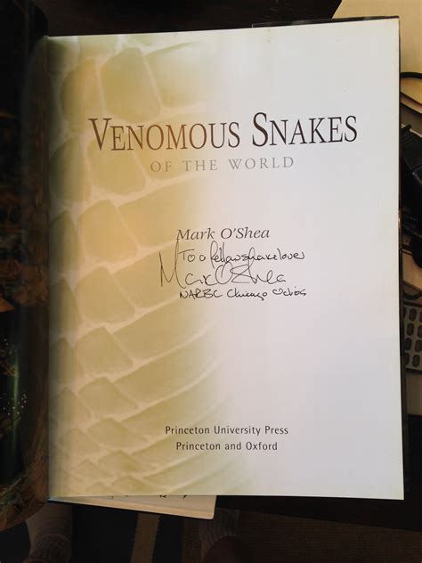 VENOMOUS SNAKES OF THE WORLD by O'Shea, Mark: Very Good Hardcover (2005 ...