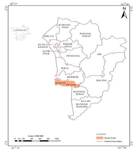 Location map showing study area, Sungai Petani, Kedah, Malaysia ...