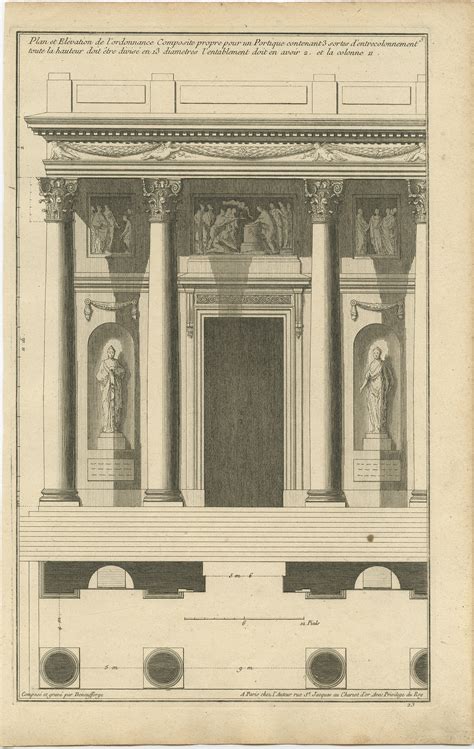 Pl. 5 Antique Architecture Print of a Composite Portico by Neufforge