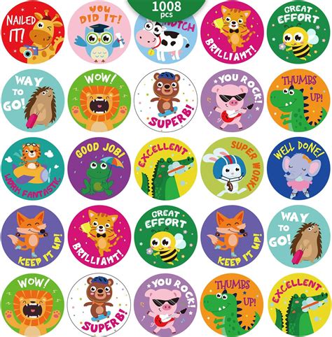 1008 Pieces Animal Reward Stickers for Kids Student Award Adorable ...