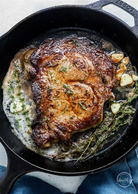 Cast Iron Steak (with garlic herb butter) - A Pinch of Healthy