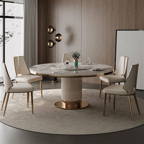 Factory Luxury White and Gold Marble Dining Table Set Modern Italian ...