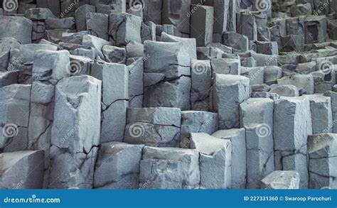 The Black Sand Beach with Unusual Rock Formation in Vik Stock Photo ...