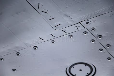 Aircraft Skin Close Up. Rivets on Gray Metal Stock Image - Image of ...