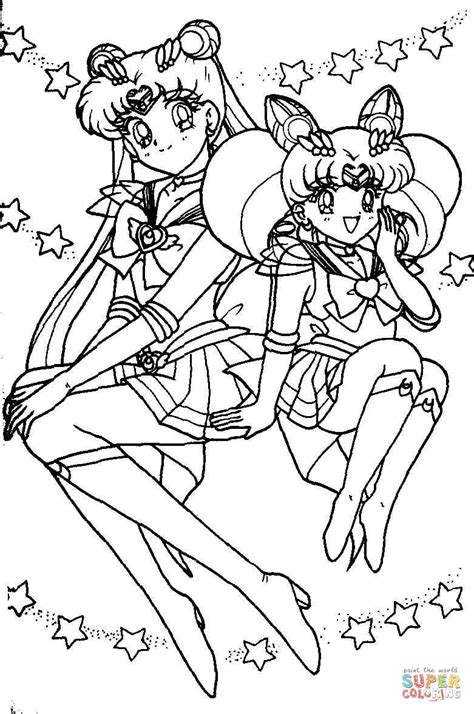 Usagi Tsukino and Sailor Chibi Moon coloring page | Free Printable ...