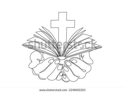 13 Line Drawing Aged Hands Holding Bible Images, Stock Photos, 3D ...