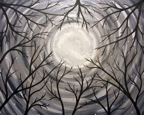 MoonLit Trees - Pinot's Palette Painting