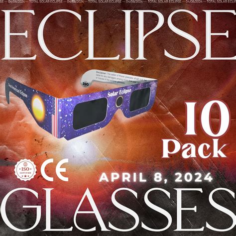 10 Pack Eclipse Glasses solar Eclipse 2024 CE Certified ISO Premium ...